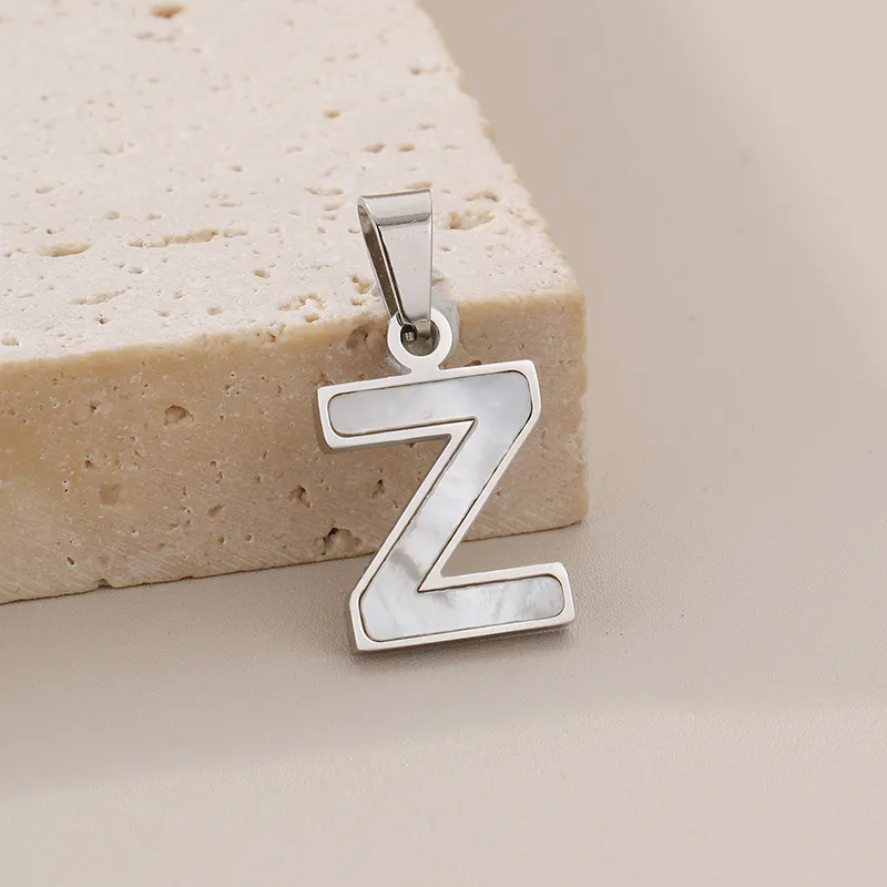 Women's Sweet White Shell English Letter Stainless Steel Pendant Jewelry