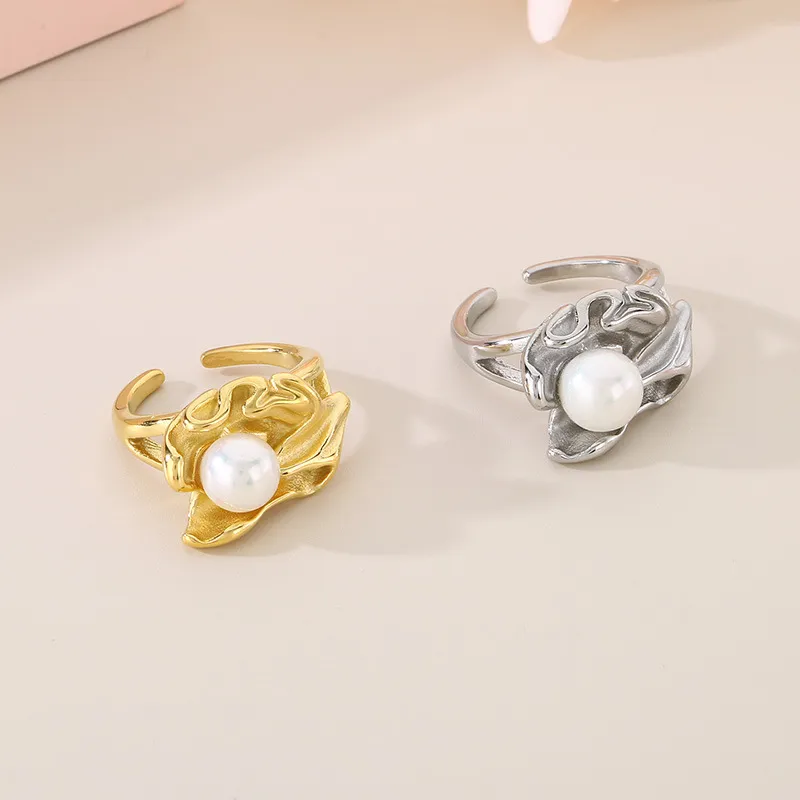 Personalized Petal Ring Stylish Geometric 18K Gold-Plated Stainless Steel Ring Wholesale Jewelry