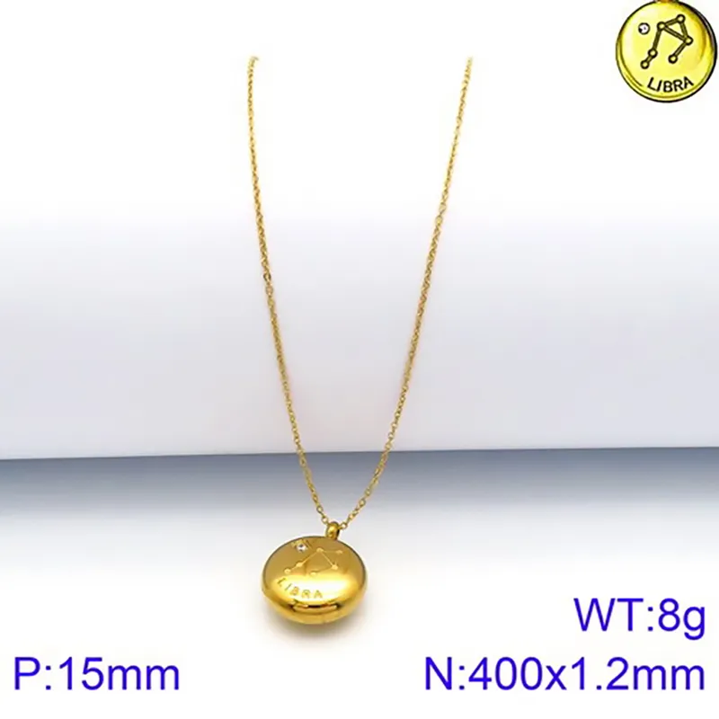 New Arrival 12 Constellation Gold Stainless Steel Guardian Necklace Gift Girlfriend Wholesale
