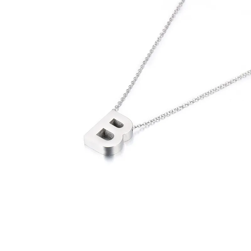 New Smooth Stainless Steel Pendant Necklace with 26 Capital Letters of The English Alphabet for Women