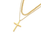Simple Smooth Cross Pendant Necklace, European and American Six Sided Ground Square Pearl Chain, Double Layered Men's Necklace