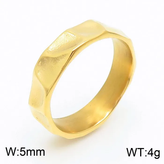 European American Fashion Grid Round Ring Textured Irregular Pattern Stainless Steel Personalized Ring Wholesale