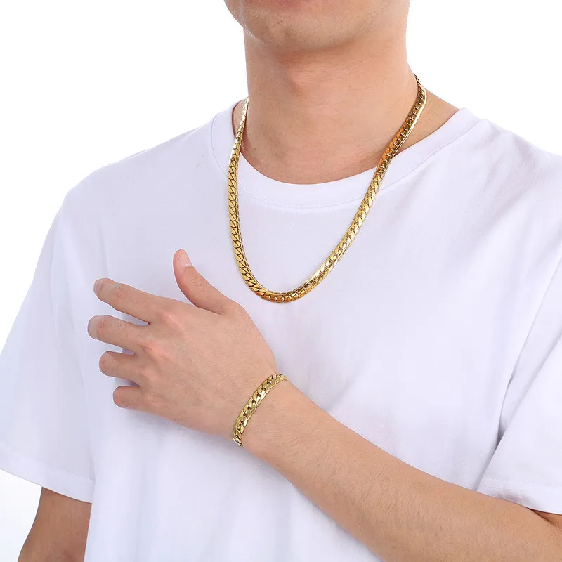 Men's Korean Style Minimalist Engraved Chain Necklace Without Pendant, Trendy, Stainless Steel, Couple's Matching Chain