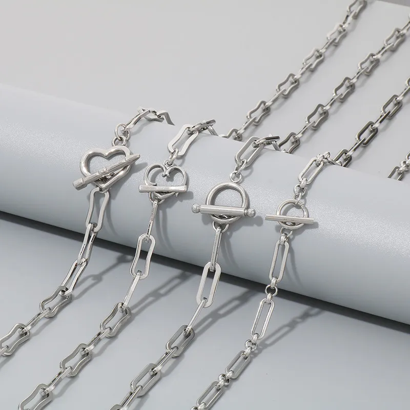 Minimalist Bracelet Personalized Heart Ot Clasp Curved Square Chain Women's Necklace Jewelry