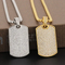 Personalized Trendy Straight-Cut Square Pendant, European and American Rock and Hip-Hop Fashion, Studded with Rhinestones, Stainless Steel Men's Necklace