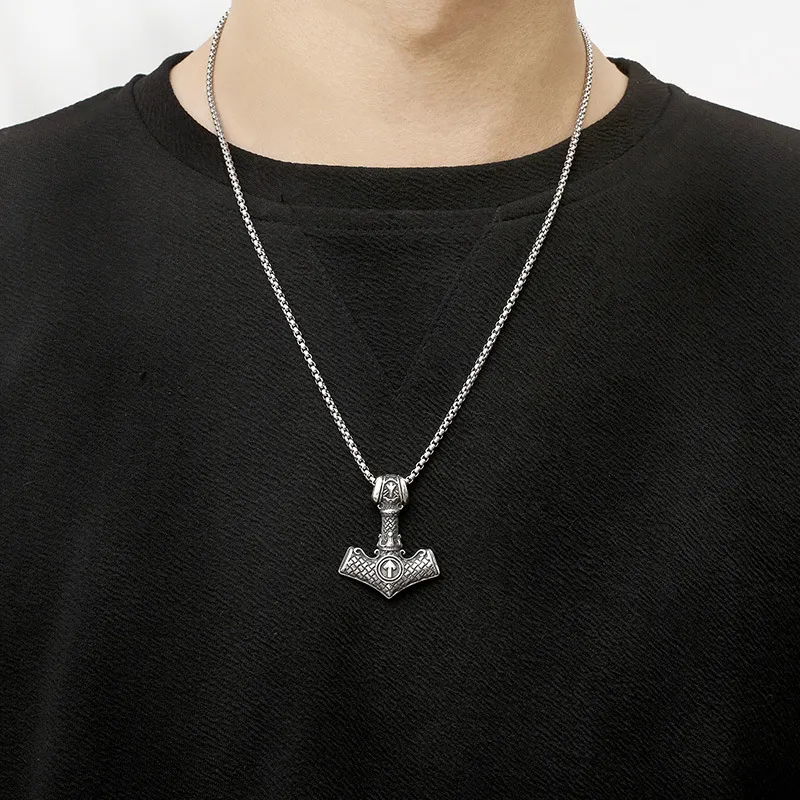 Viking Pirate Ship Anchor Odin Triangle Rune Men's Stainless Steel Pendant