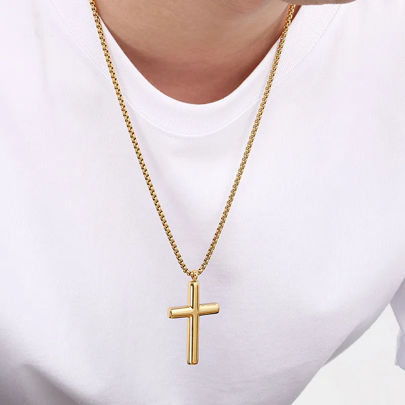 Trendy Retro Personalized Stainless Steel Cross Multi-Color DIY Pendant That Can Be Paired with a Chain