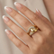 Personalized Oversized Stainless Steel Ring Irregular Double Row Diamond Geometric Rings Wholesale