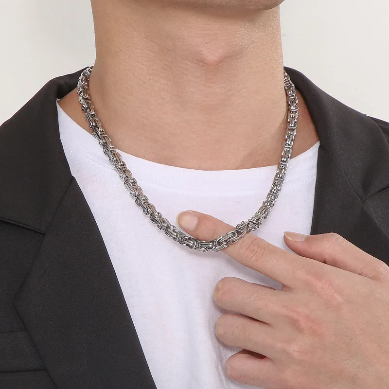 Fashion Bold Emperor Chain Men's Handmade Multi-Size Stainless Steel Link Necklace Jewelry