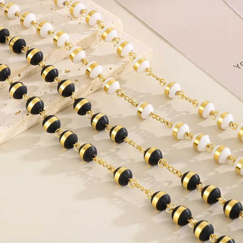 Wholesale European and American Style Trendy 8mm Stainless Steel 18K Gold Cross Necklace Jewelry