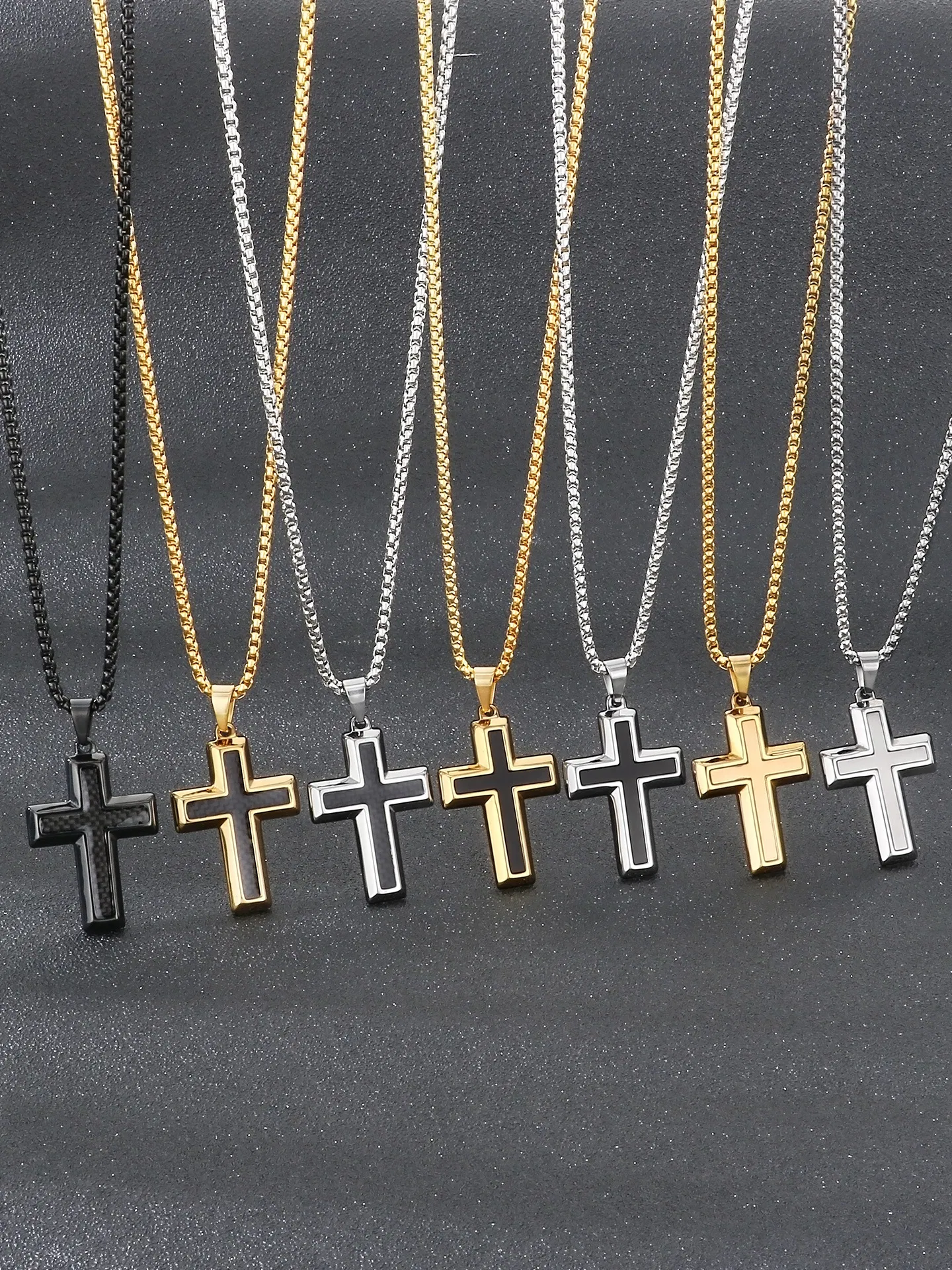 Trendy Jewelry Stainless Steel Creative Cross Pendant with Engravable Words and Chain Matching