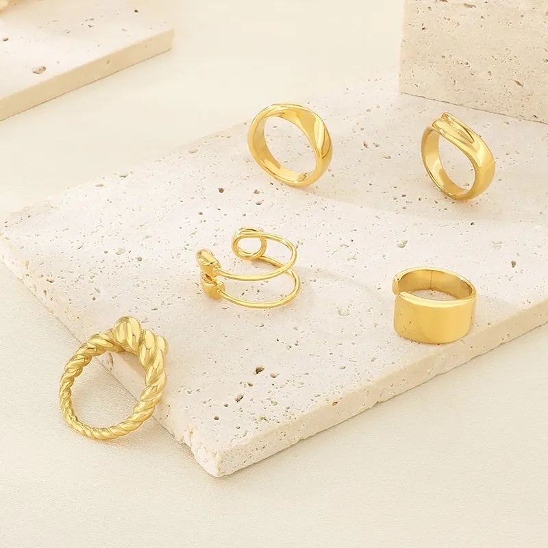Creative Distressed Brooch with Openning Exquisite Wide-Format Laser-Etched Stainless Steel Ring