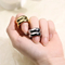 Retro Double-Circle Smooth Minimalist High-End Stainless Steel Ring for Women