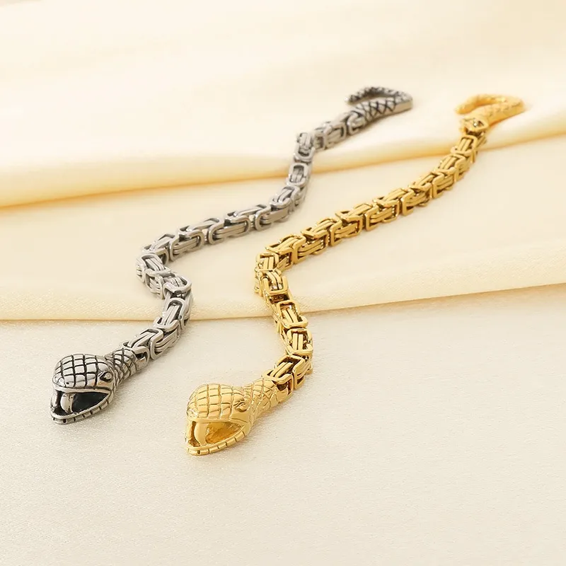 Domineering Animal Head Bracelet Creative Design Hip-Hop Emperor Chain Snake Head Stainless Steel Bracelet