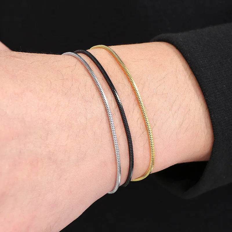 Stainless Steel Round Snake Chain Bracelet, Simple Jewelry Suitable for Daily Wear