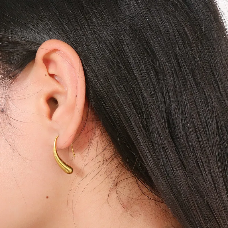 Women's Fashion Stainless Steel Earrings, High-End Design, Irregular Teardrop Stud Earrings, Versatile Geometric Earrings