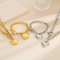 Fashionable and Minimalist Stainless Steel Smooth Heart Pendant with an Ot Buckle Bracelet Necklace Set
