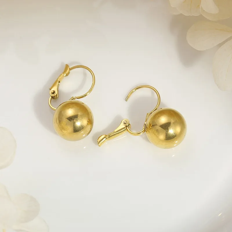 Wholesale European American Minimalist Earrings Stainless Steel Ball Ear Buckles Fashion Jewelry