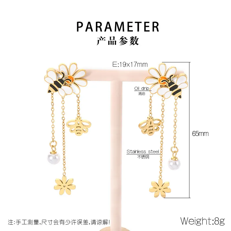 Stainless Steel Fashion Jewelry with Bee Ladybug Element Women's Earrings
