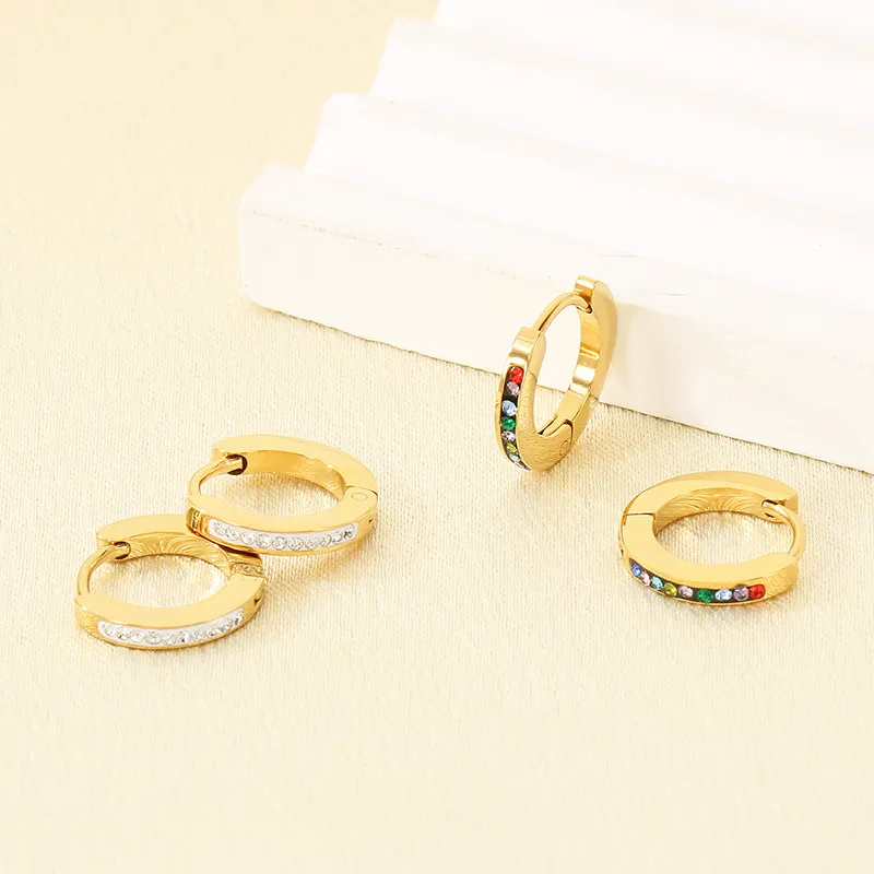Fashionable Stainless Steel Rhinestone Earrings for Women's Jewelry Suitable for Daily Wear