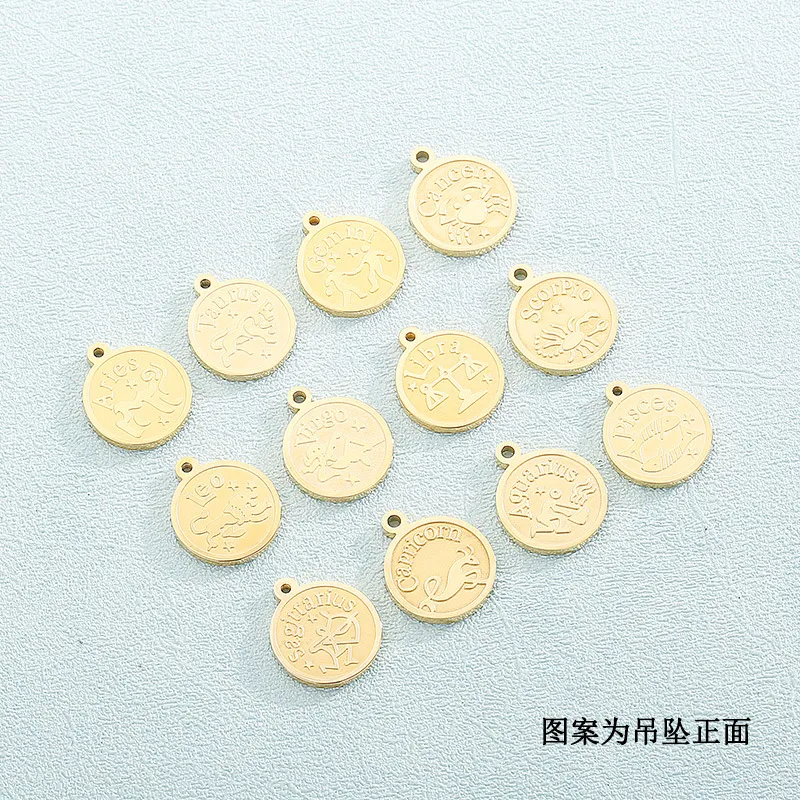 Twelve Constellation Necklace Pendant Stainless Steel Jewelry DIY Accessories
