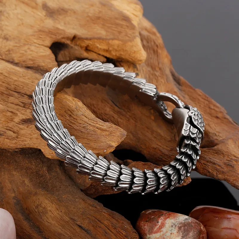 Men's Stainless Steel Cast Snake Shaped Bracelet Punk Style Jewelry