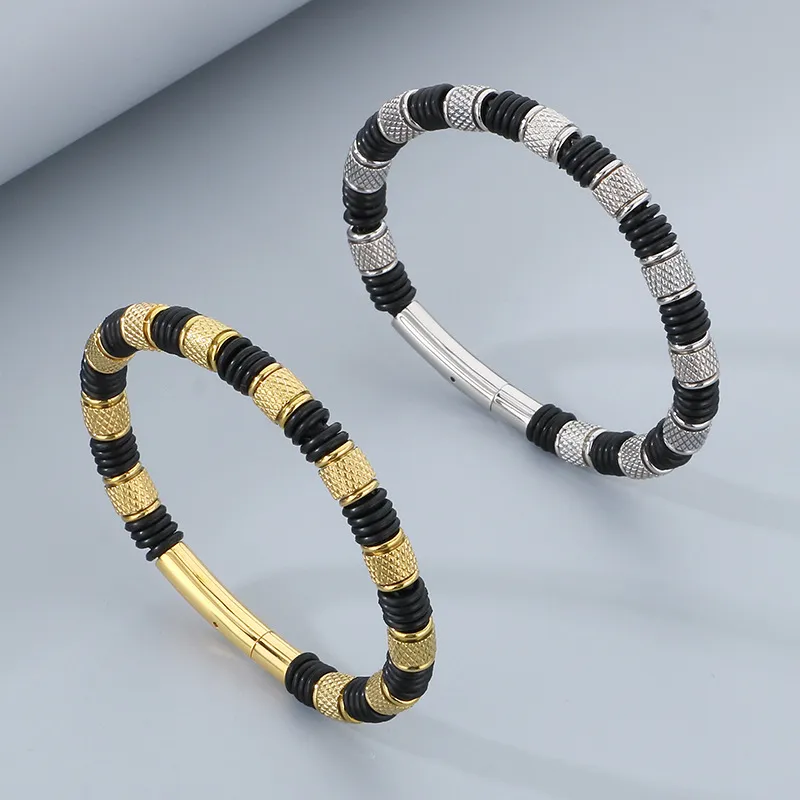 European and American Style Stainless Steel Men's Leather Bracelet Fashion Jewelry