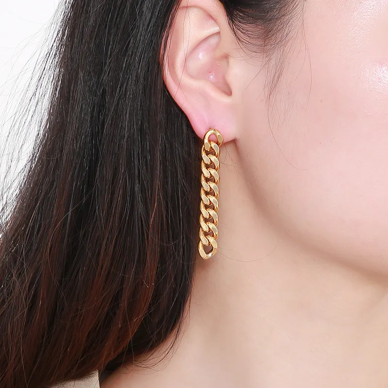 Cuban Chain Earrings Punk Style Chain Terms Stainless Steel Tassel Jewelry