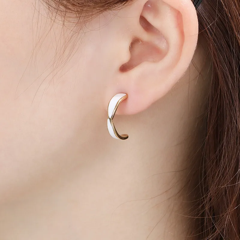 Irregular Dripping Oil Stainless Steel Earrings Fashion Jewelry