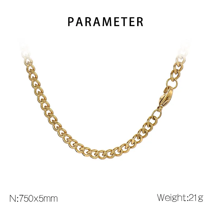 Hip Hop Style Stainless Steel Double-Sided Grinding Multi Size Cuban Chain Lobster Buckle Fashion Bracelet&Necklace Set