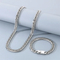 Personalized Double-Knitted Round Polished Button Bracelet, European and American Fashion Double-Knitted Denim Chain Polished Stainless Steel Men's Necklace Set