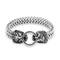 Wholesale Stainless Steel Creative Double Row Keel Chain Ghost Head Lion Head Round Buckle Men's Domineering Bracelet