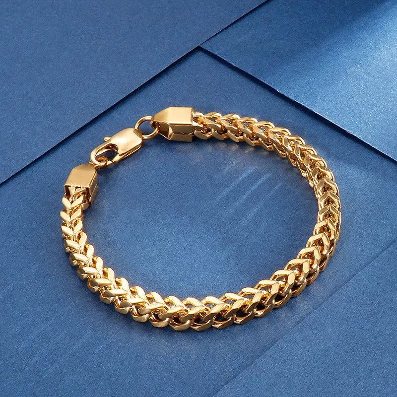 Japanese and Korean Fashionable and Minimalist Men's Skeleton Chain Necklace, Personalized and Versatile Stainless Steel Reversible Bracelet Set