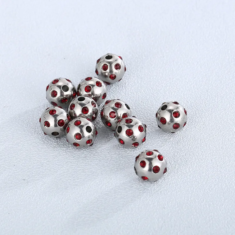 Stainless Steel Diamond Studded Beads DIY Bracelet Accessories