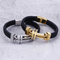 European and American Style Stainless Steel Cross Bracelet Woven Men's Leather Jewelry