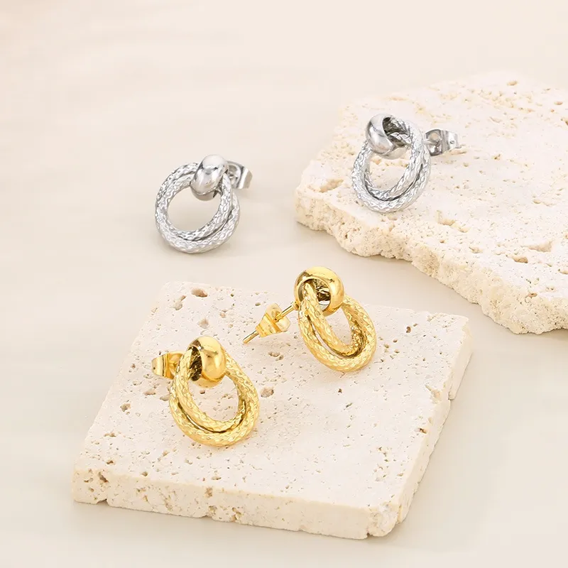 Modern Elegant Stud Earrings with Unique Double-Hoop Style