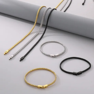 Karen Fashionable Dragon Bone Chain Bracelet Set Hip-Hop Street Style Stainless Steel Jewelry Buckle, Encrypted Chain, Men's Set Jewelry