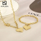 Hip-Hop Fashion Punk Style Stainless Steel Retro Heart-Shaped Pendant Ot Buckle Jewelry Women's Bracelet and Necklace Set