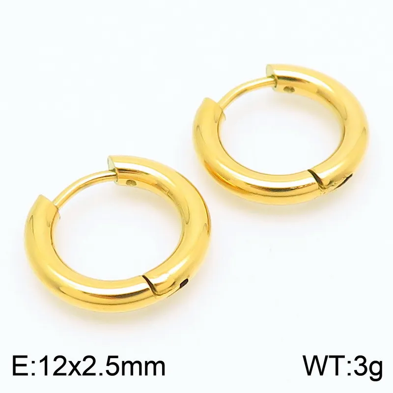 Fashion 18K Gold-Plated Stainless Steel Round Huggie Earrings Versatile Hoop Earrings Wholesale Men Women