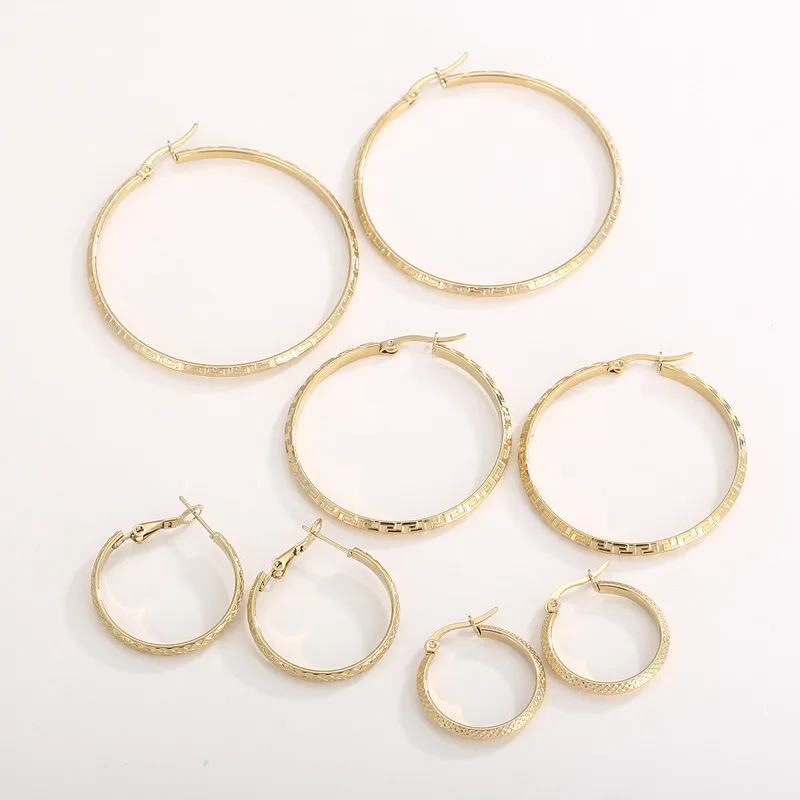 Fashion Stainless Steel Multi Specification Round Girl Temperament Earrings Jewelry Wholesale