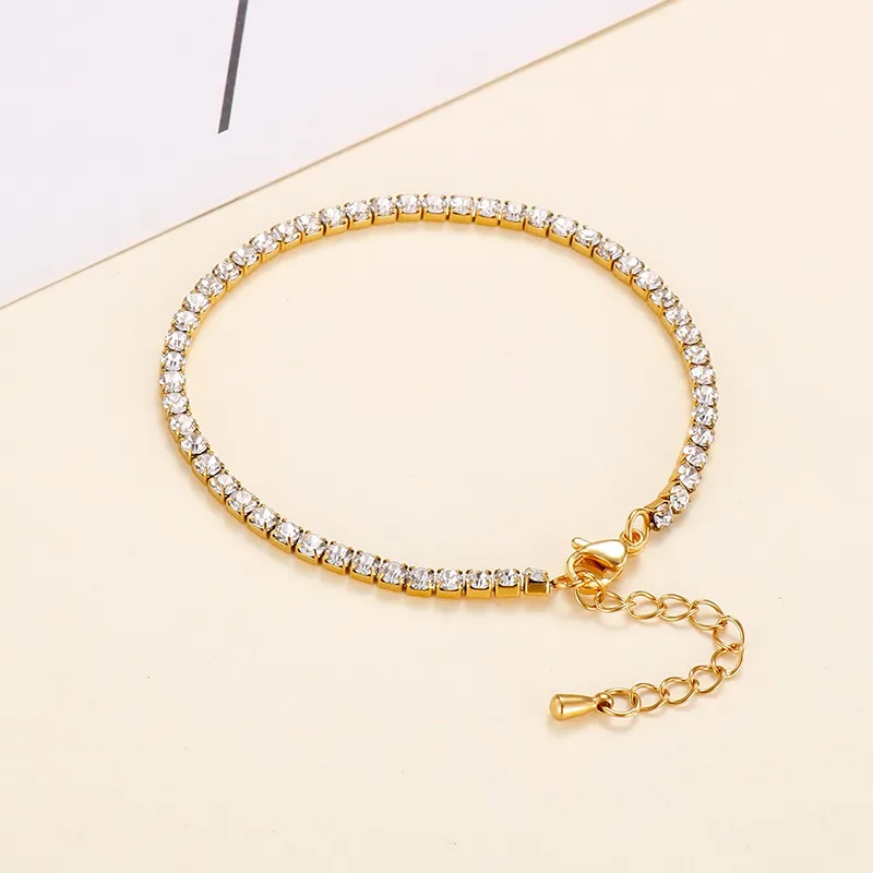 Stainless Steel Trendy Fashion Temperament Personalized Single Circle Zircon Full Diamond Bracelet Necklace for Women