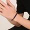Trendy Men's Stainless Steel Polished Geometric Curved Plate with Engraved Logo Circular Ring Snake Bone Bracelet