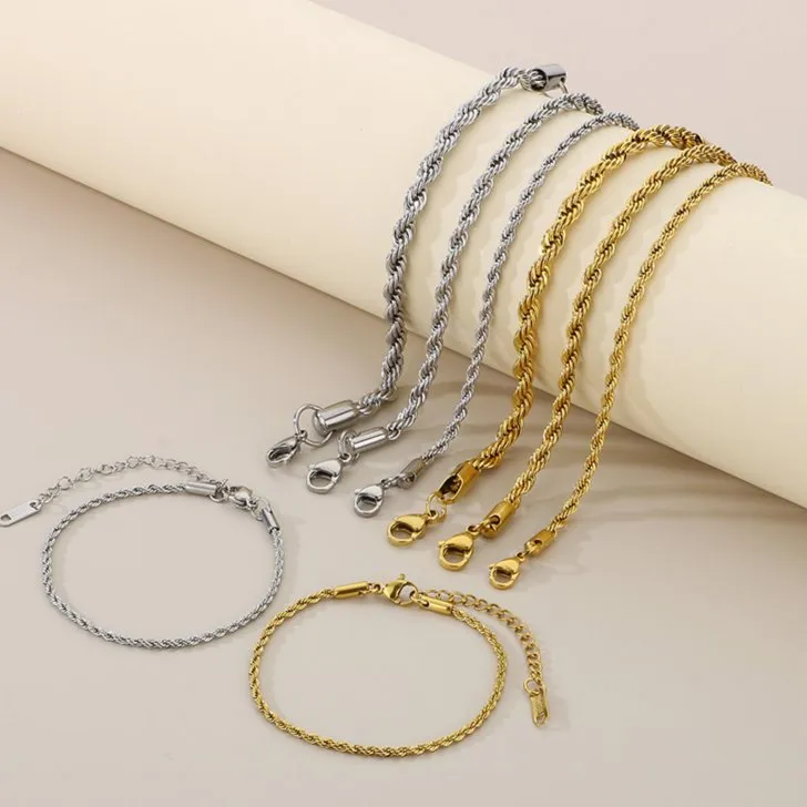 Unisex Stainless Steel Braided Bracelet with 18K Gold Finish