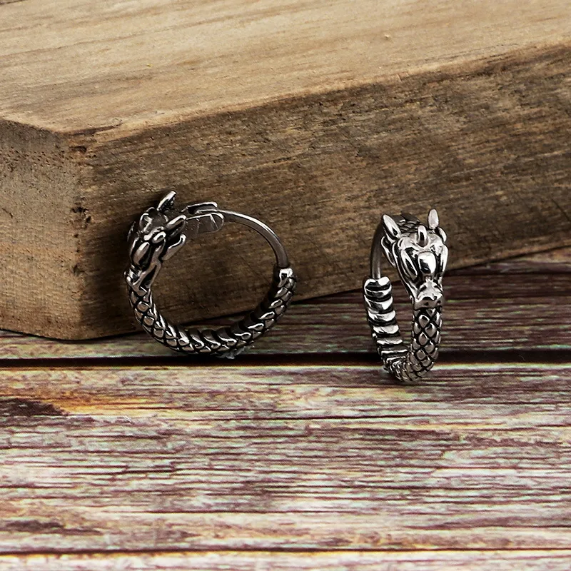 Stainless Steel Cast Jewelry Dragon Shaped Earrings Suitable for Daily Wear