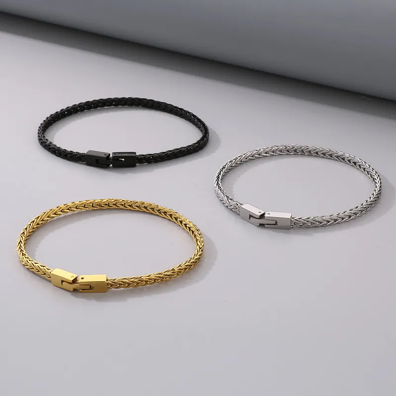 Karen Fashionable Dragon Bone Chain Bracelet Set Hip-Hop Street Style Stainless Steel Jewelry Buckle, Encrypted Chain, Men's Set Jewelry