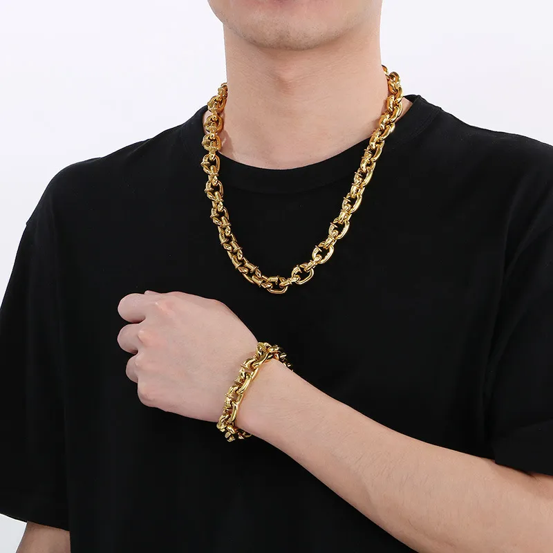 Bold Powerful Nail Necklace Punk Retro Square Nail Stainless Steel Men's Bracelet