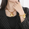 Simple Love Necklace Bracelet Stainless Steel Hollow Peach Heart Jewelry Set