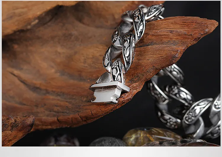 Stainless Steel Jewelry with a Rose Pattern, Vintage Men's Bracelet, Stainless Steel Resin Bracelet Wholesale