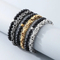 Cross-Border Vintage Handmade DIY Double-Layer Bracelet, Punk Fashion Black Agate Imperial Chain Stainless Steel Men's Stackable Jewelry