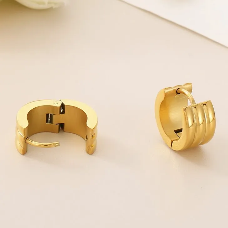 Versatile and Stylish Wide Earrings in Polished Stainless Steel Women Jewelry